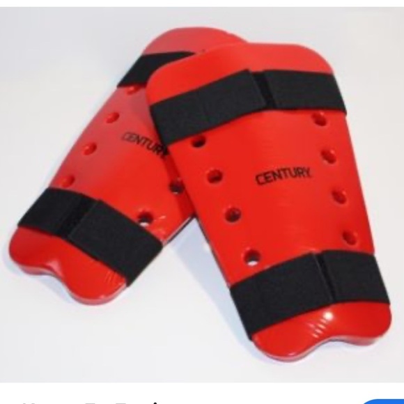 Century Martial Arts shin pads, adult small, red, excellent condition, no odour - Picture 1 of 8